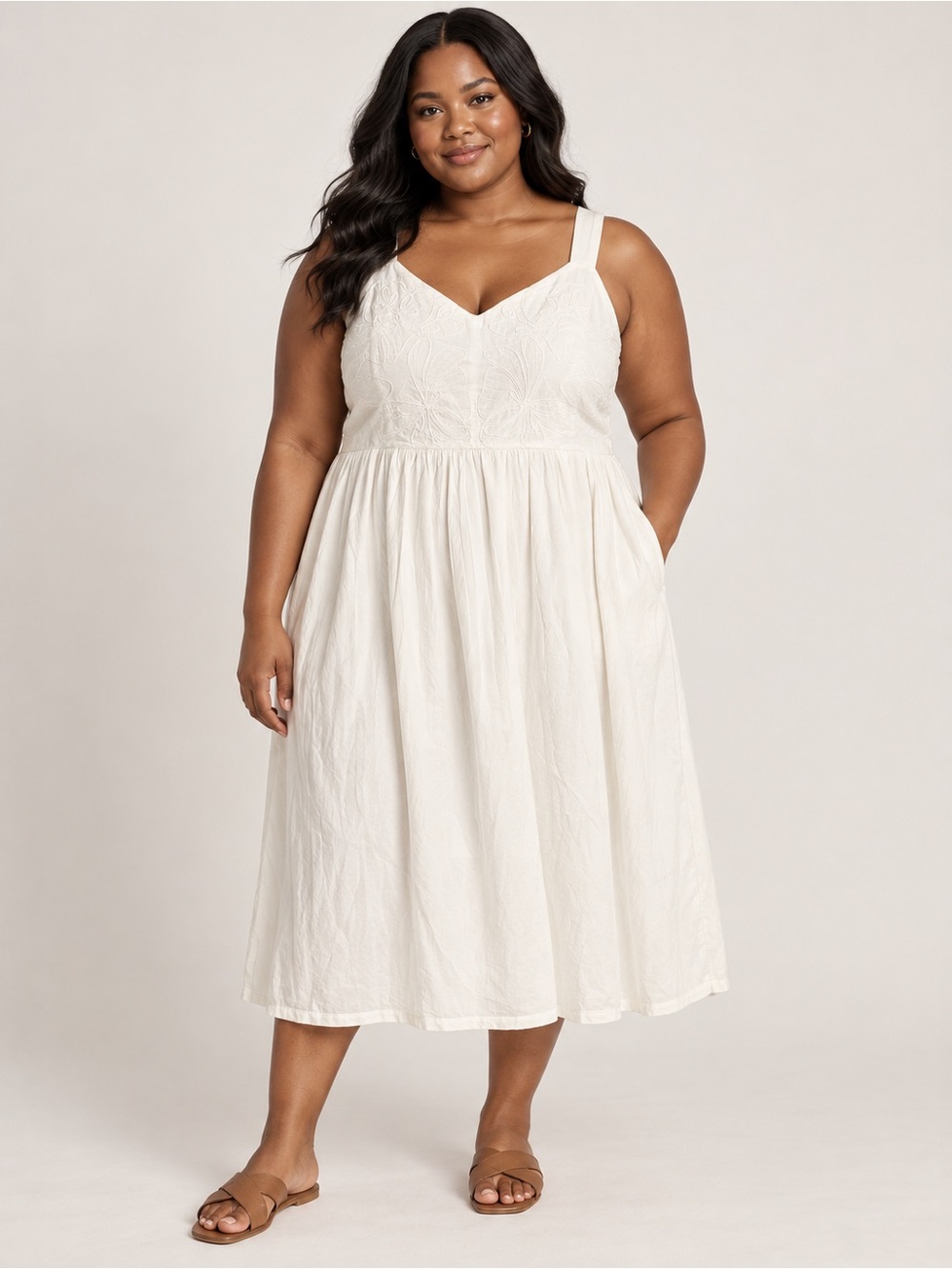 Lane Bryant White Embroidered Midi Dress – Women’s Size 16 NWT